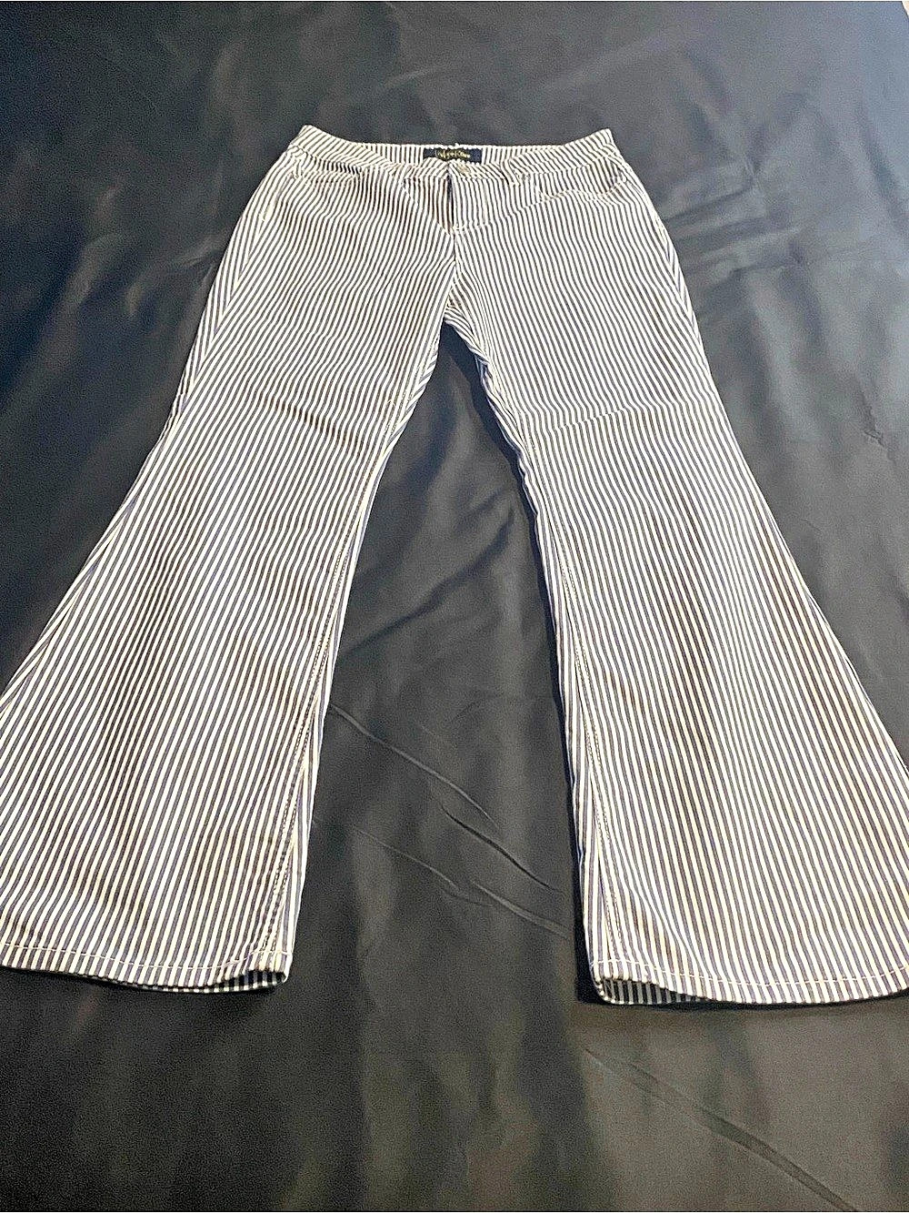 Indigo Rein Striped Flare Pants in Blue & White Size 11/29